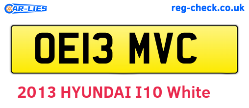 OE13MVC are the vehicle registration plates.