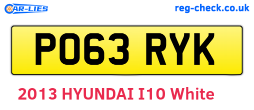 PO63RYK are the vehicle registration plates.