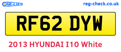 RF62DYW are the vehicle registration plates.