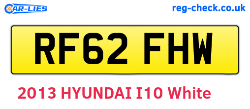 RF62FHW are the vehicle registration plates.
