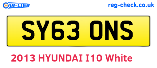 SY63ONS are the vehicle registration plates.