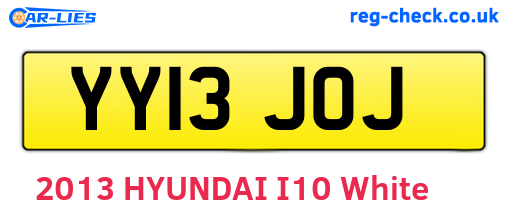 YY13JOJ are the vehicle registration plates.
