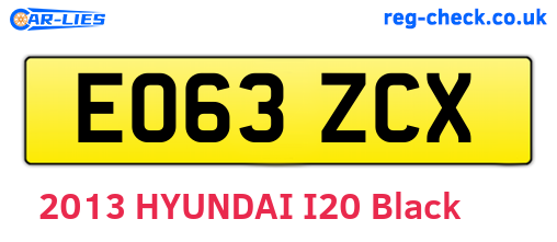 EO63ZCX are the vehicle registration plates.