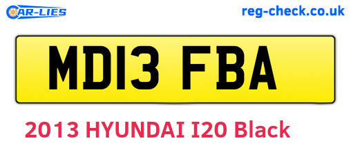 MD13FBA are the vehicle registration plates.