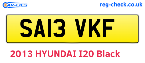SA13VKF are the vehicle registration plates.