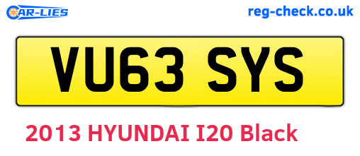 VU63SYS are the vehicle registration plates.