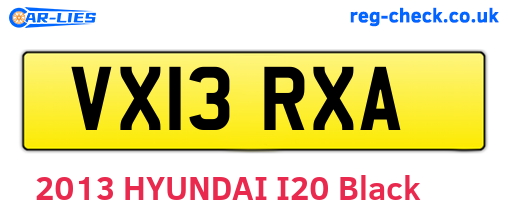 VX13RXA are the vehicle registration plates.