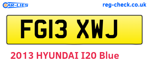 FG13XWJ are the vehicle registration plates.