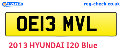 OE13MVL are the vehicle registration plates.