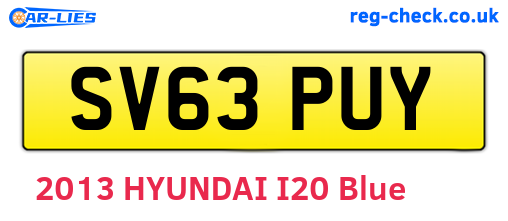 SV63PUY are the vehicle registration plates.