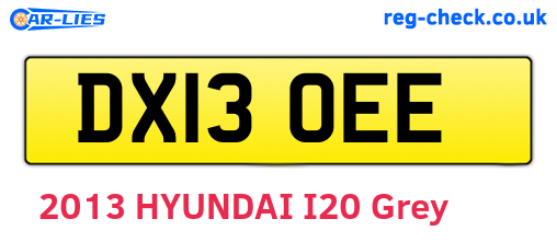 DX13OEE are the vehicle registration plates.