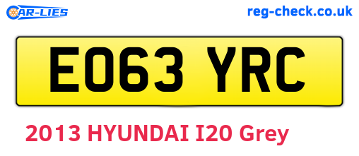 EO63YRC are the vehicle registration plates.