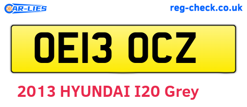 OE13OCZ are the vehicle registration plates.