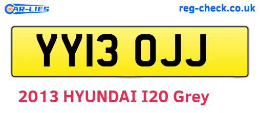 YY13OJJ are the vehicle registration plates.