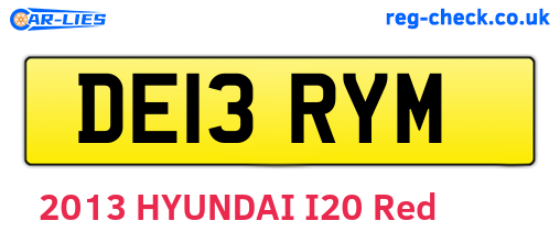 DE13RYM are the vehicle registration plates.