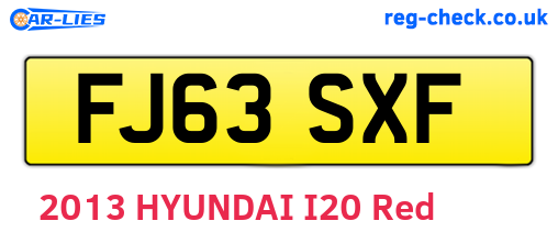 FJ63SXF are the vehicle registration plates.