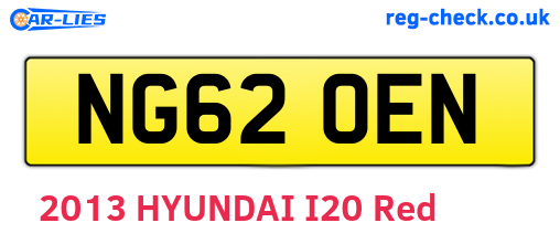 NG62OEN are the vehicle registration plates.