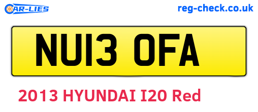 NU13OFA are the vehicle registration plates.