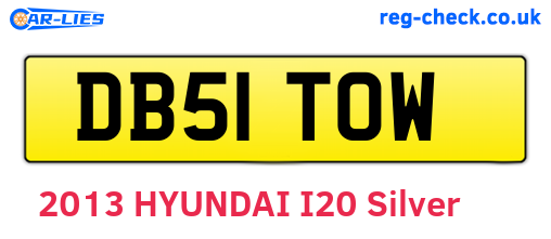 DB51TOW are the vehicle registration plates.