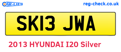 SK13JWA are the vehicle registration plates.