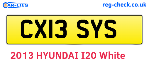 CX13SYS are the vehicle registration plates.