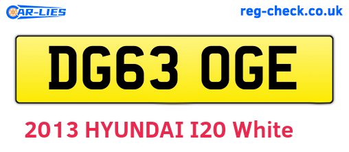 DG63OGE are the vehicle registration plates.