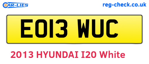 EO13WUC are the vehicle registration plates.