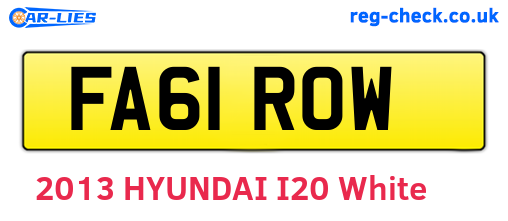 FA61ROW are the vehicle registration plates.