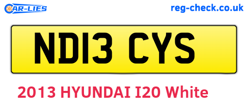ND13CYS are the vehicle registration plates.