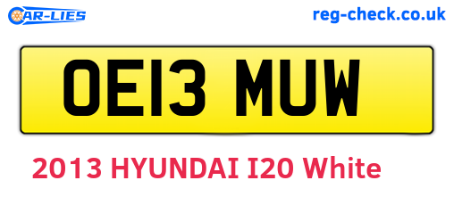 OE13MUW are the vehicle registration plates.