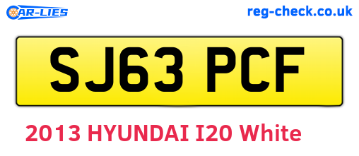 SJ63PCF are the vehicle registration plates.