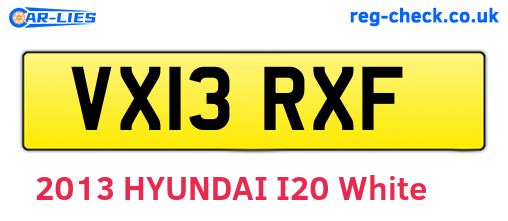 VX13RXF are the vehicle registration plates.
