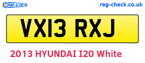 VX13RXJ are the vehicle registration plates.