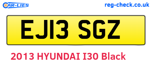 EJ13SGZ are the vehicle registration plates.
