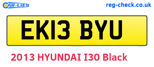 EK13BYU are the vehicle registration plates.