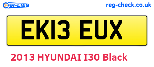 EK13EUX are the vehicle registration plates.