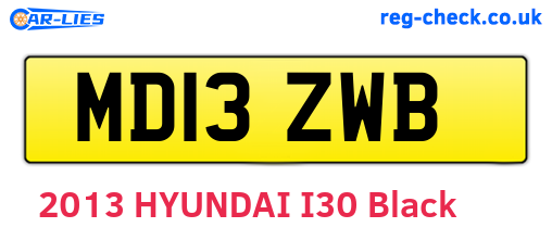 MD13ZWB are the vehicle registration plates.