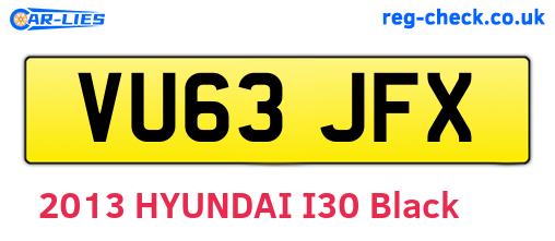 VU63JFX are the vehicle registration plates.