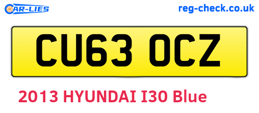 CU63OCZ are the vehicle registration plates.