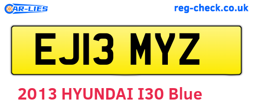EJ13MYZ are the vehicle registration plates.