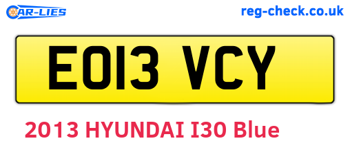 EO13VCY are the vehicle registration plates.