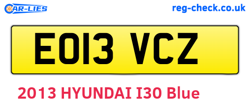 EO13VCZ are the vehicle registration plates.