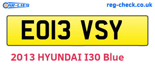 EO13VSY are the vehicle registration plates.