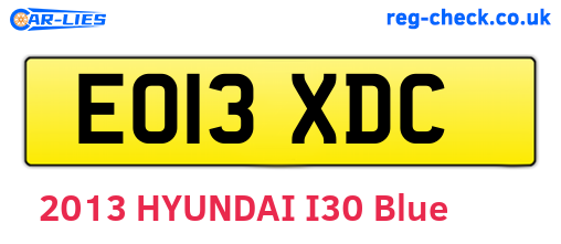 EO13XDC are the vehicle registration plates.