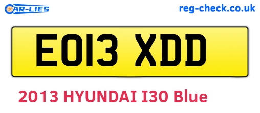 EO13XDD are the vehicle registration plates.
