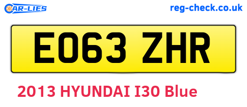 EO63ZHR are the vehicle registration plates.