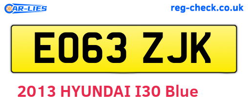 EO63ZJK are the vehicle registration plates.