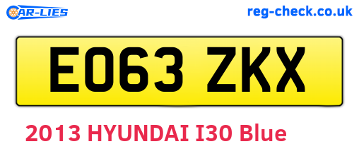 EO63ZKX are the vehicle registration plates.