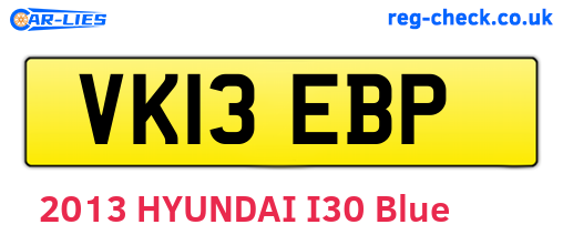 VK13EBP are the vehicle registration plates.