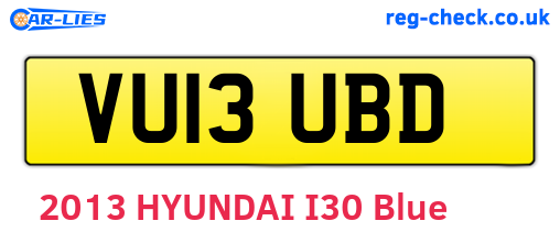 VU13UBD are the vehicle registration plates.